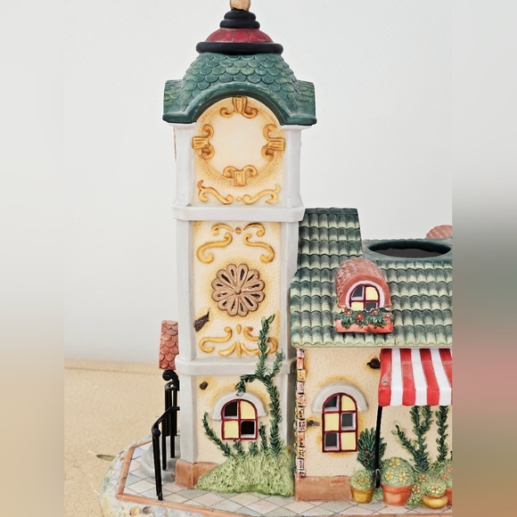 Vintage Clock Tower Porcelain Old World Village #4 The Clocktower - Picture 2 of 13